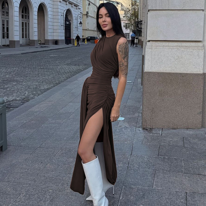Damen Elegantes Maxikleid mit raffiniertem Wickeldesign Echo Archiv