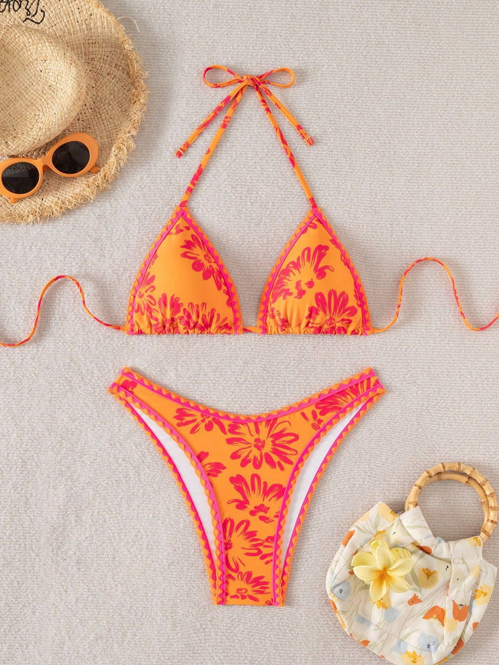 Damen Triangel-Bikini mit verspieltem Blumenmuster Echo Archiv