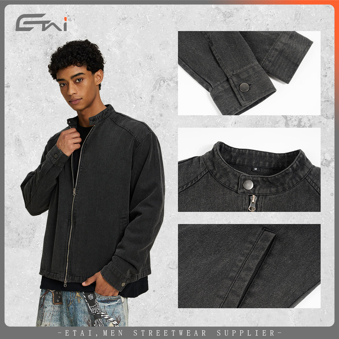 Herren Jeansjacke mit Stehkragen und durchgehendem Reißverschluss Echo Archiv