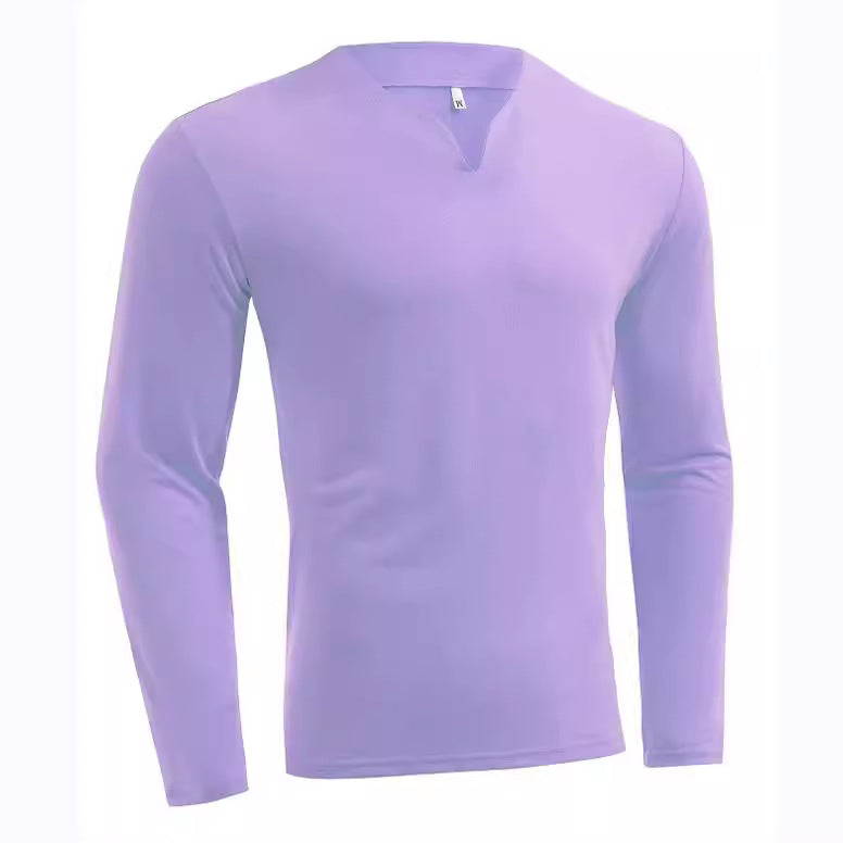 Herren nan Langarmshirt mit V-Ausschnitt Slim Fit Baumwollmix und elastischem Komfortbund Echo Archiv