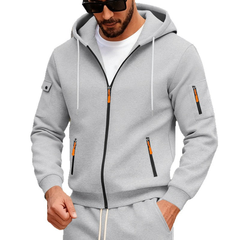 Herren sportlicher Kapuzenpullover mit praktischen Reißverschlusstaschen Echoarchiv