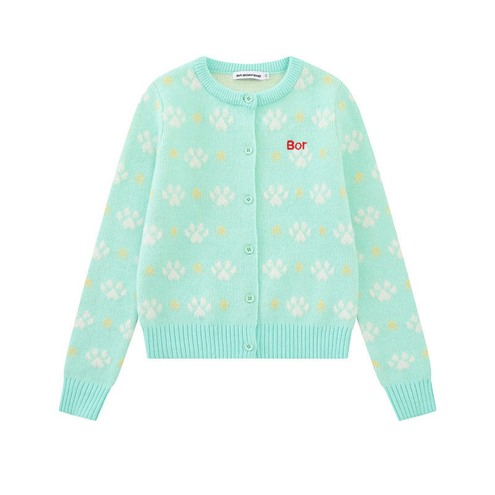 Damen Strickjacke mit Allover‑Jacquard, Rundhalsausschnitt und Knopfleiste Echoarchiv