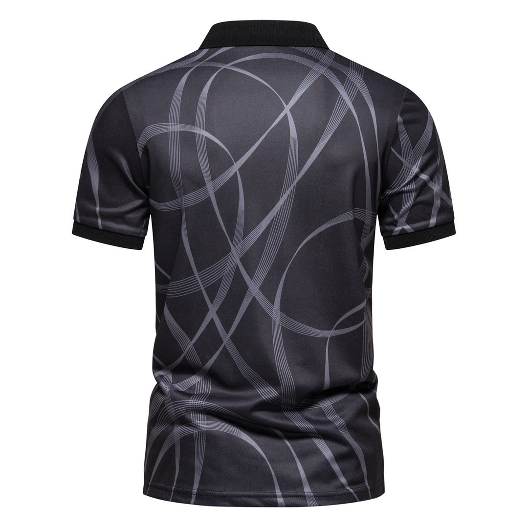Herren Poloshirt mit modernem grafischen Muster und atmungsaktiver Textiltechnologie Echoarchiv