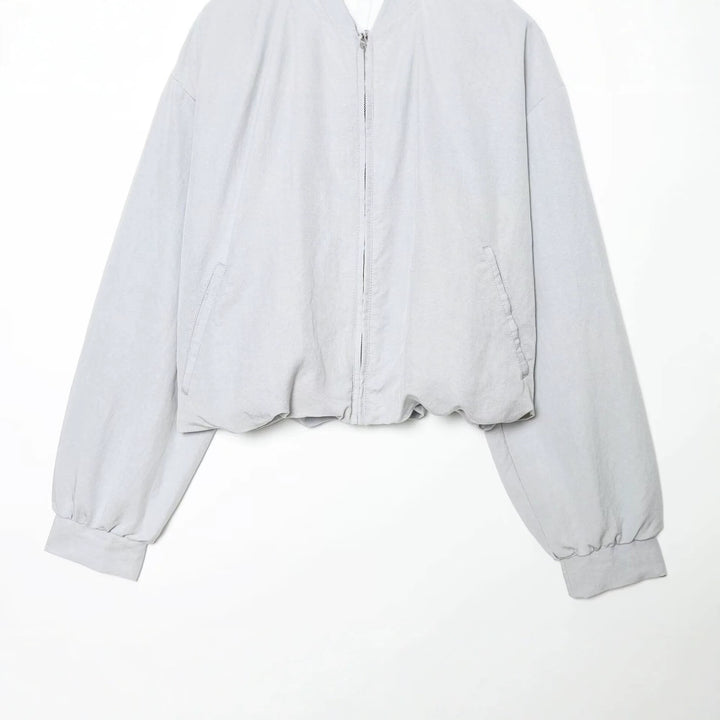 Damen Oversize-Bomberjacke mit Hemdkragen Reißverschluss und elastischem Saum Echo Archiv
