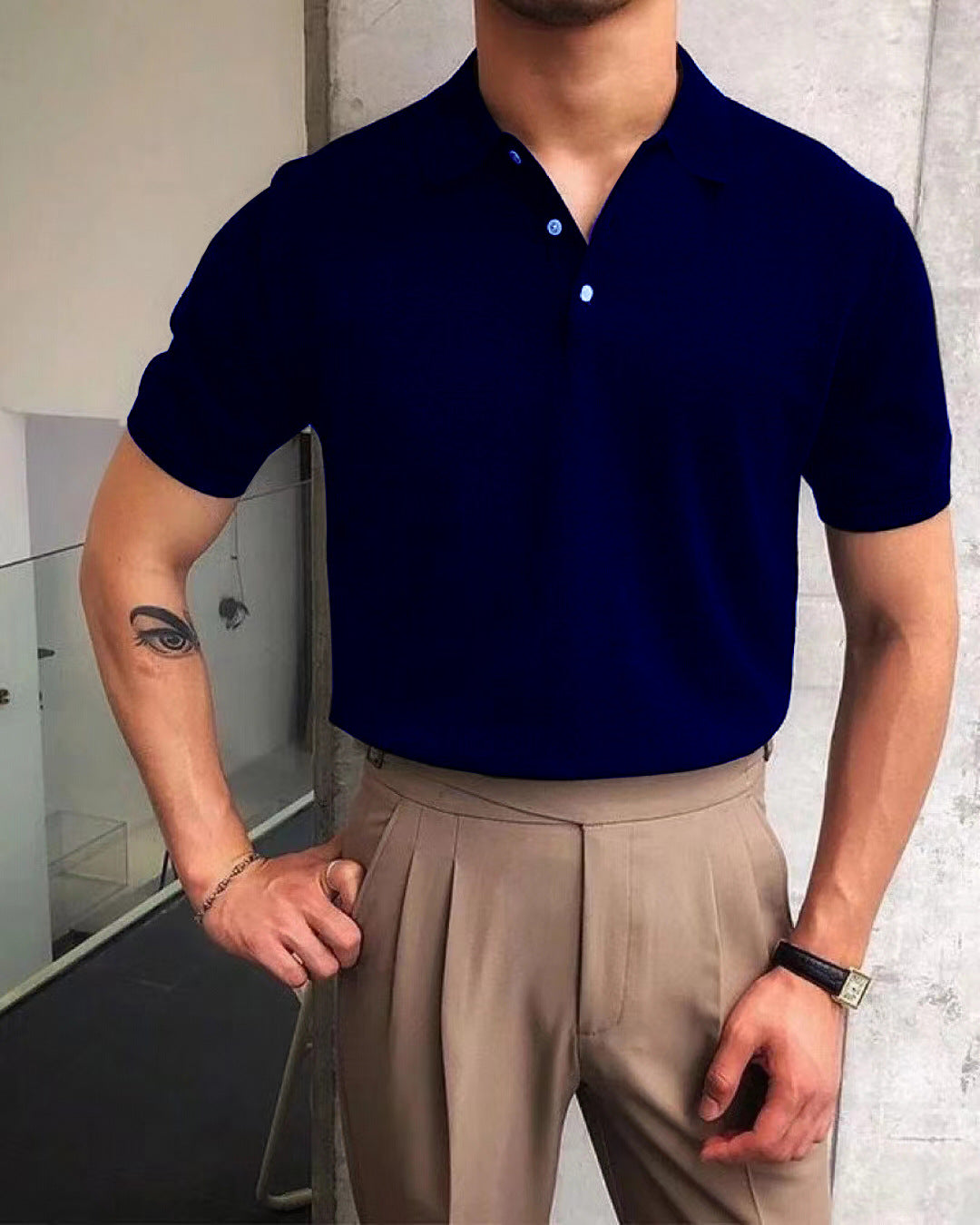 Herren nan Premium-Feinstrick-Poloshirt mit offenem Hemdkragen und dezenter Knopfleiste Echo Archiv
