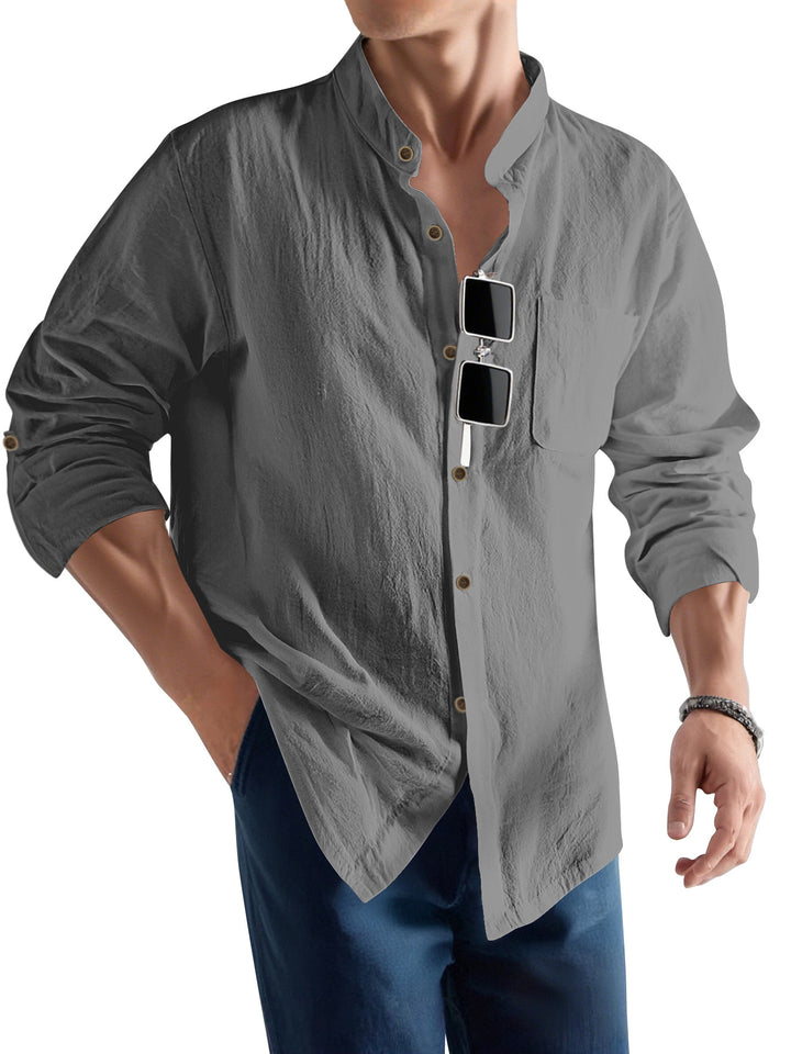 Herren Legeres Langarmhemd mit Henley-Ausschnitt Echoarchiv