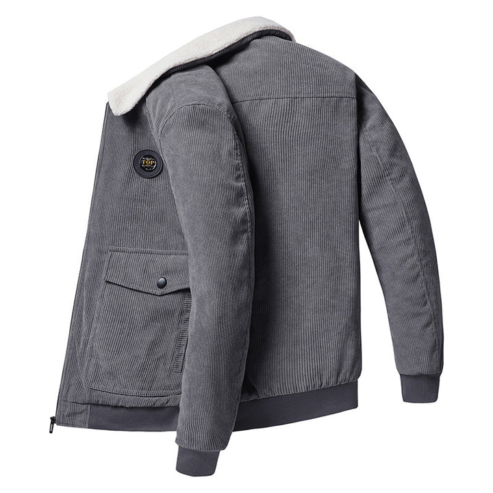 Herren nan Cordjacke im Bomberstil mit Teddykragen, aufgesetzten Klappentaschen und geripptem Saum Echo Archiv