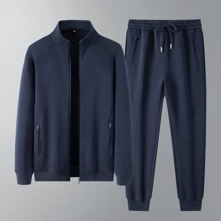 Herren Zweiteiliges minimalistisches Jogging‑Set mit Stehkragen, Zwei-Wege‑Reißverschluss & Reißverschlusstaschen Echoarchiv