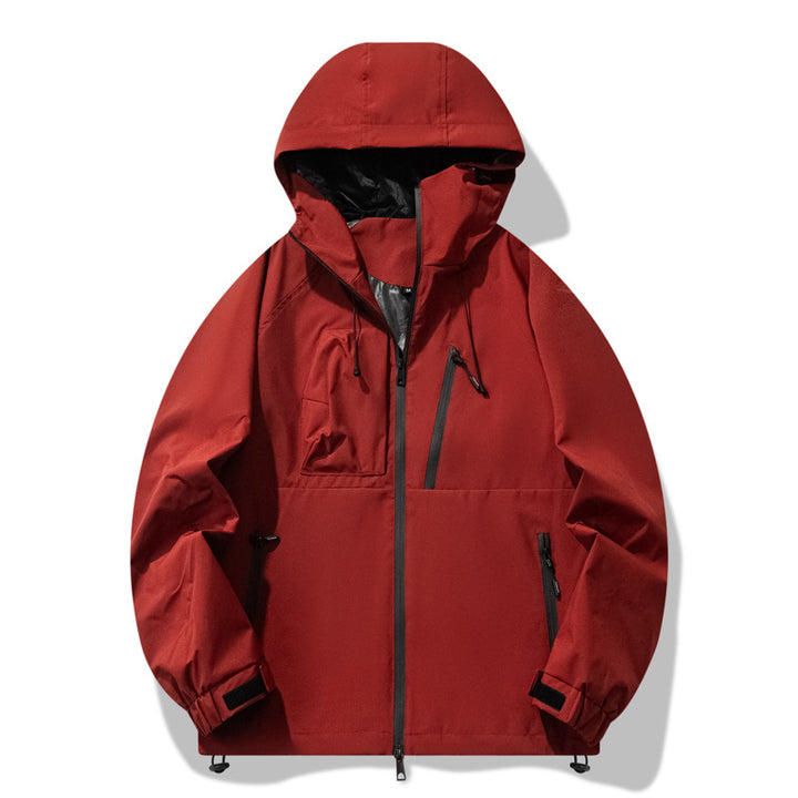 Herren wasserabweisende Outdoor-Jacke mit verstellbarer Kapuze und funktionalen Reißverschlusstaschen Echoarchiv