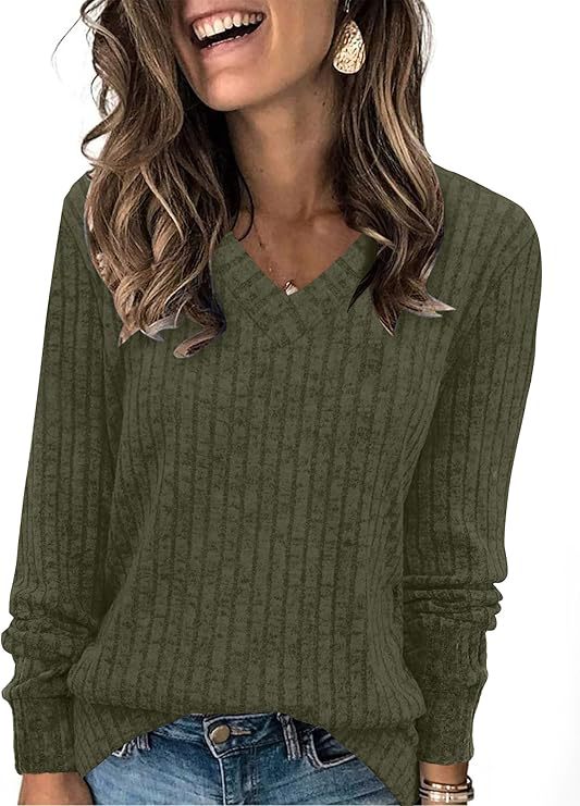 Damen Gerippter V‑Ausschnitt Feinstrickpullover mit lässiger Oversize-Passform Echo Archiv