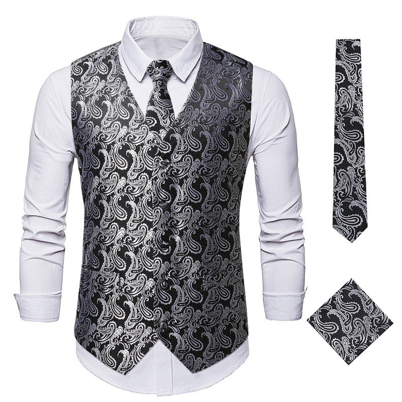 Herren elegante Anzugweste mit eleganten Paisley-Muster und passendem Zubehör Echoarchiv