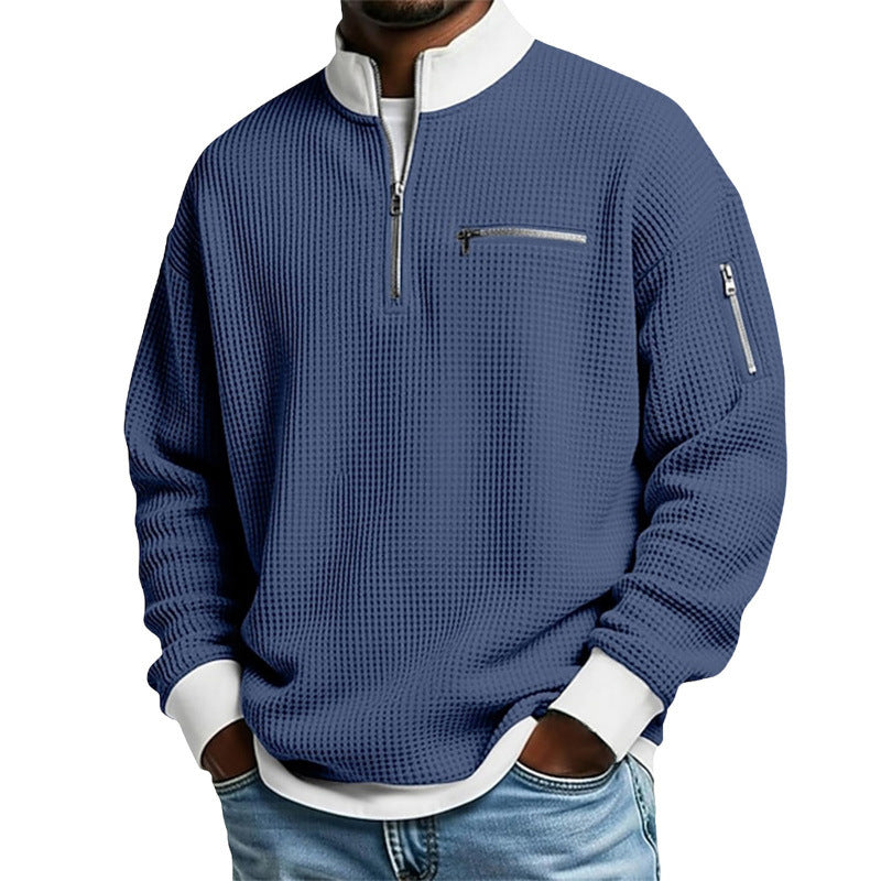 Herren Sportlicher Quarter-Zip Pullover mit strukturiertem Muster Echoarchiv