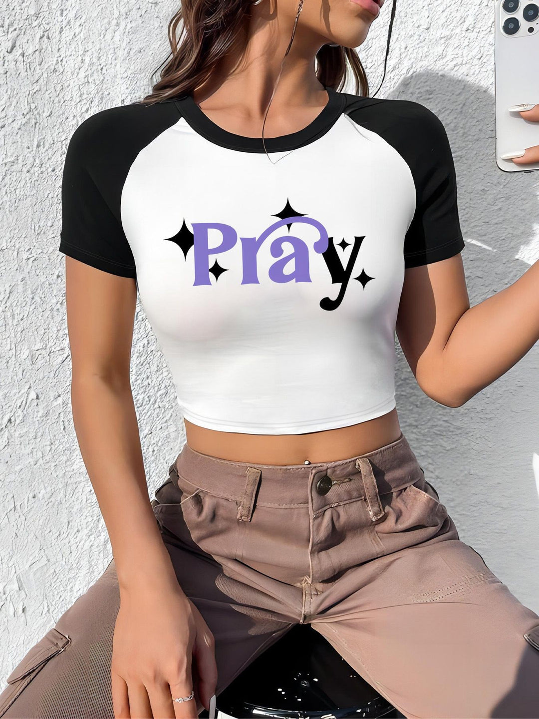 Damen Crop-Top mit motivierendem Schriftzug und lässigem Schnitt Echo Archiv