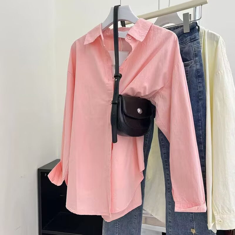 Damen nan leichte weit geschnittene Hemdbluse aus Baumwollmischung mit klassischem Kragen Echo Archiv