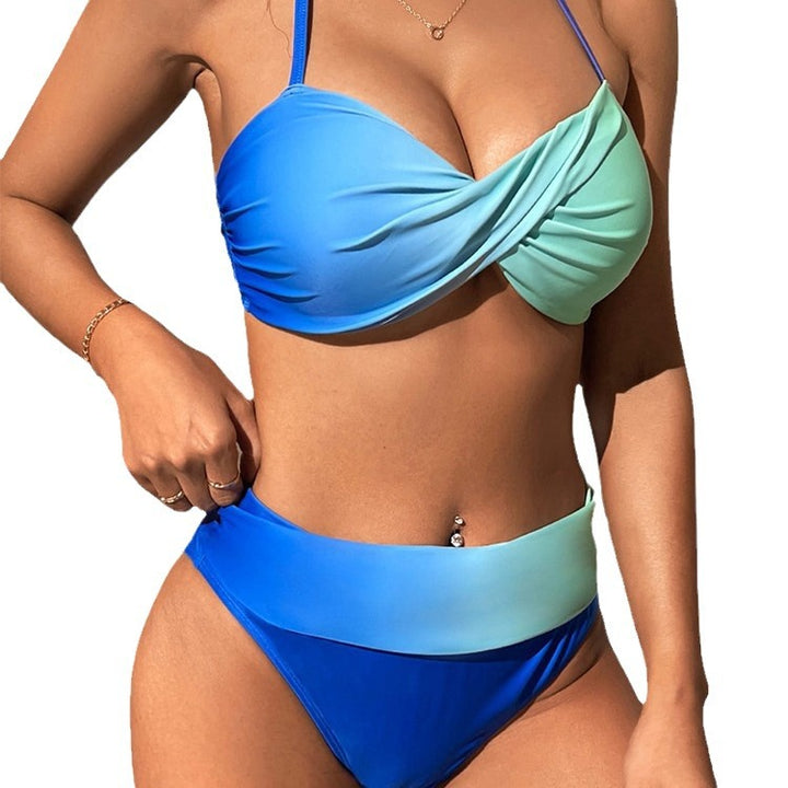 Damen Sportliches Bikini-Set mit stylischem Wickeloberteil und hochgeschnittenem Slip Echo Archiv