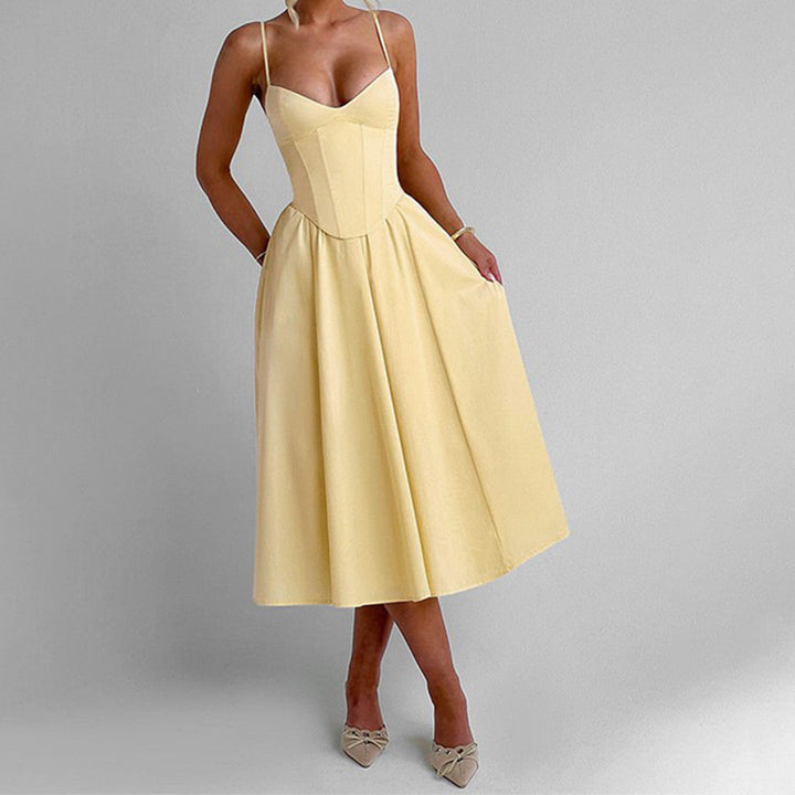 Damen Midikleid mit herzförmigem Ausschnitt und schwingendem Rock Echo Archiv