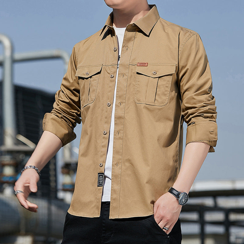 Herren leichtes Utility-Overshirt aus Baumwoll-Canvas mit Brustpattentaschen Echoarchiv
