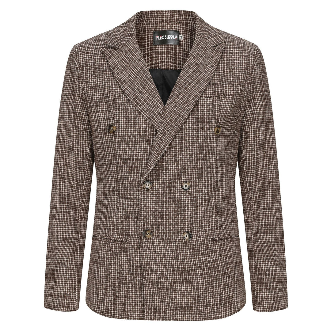 Herren eleganter Doppeltbreasted Blazer im modernen Karodessin Echoarchiv
