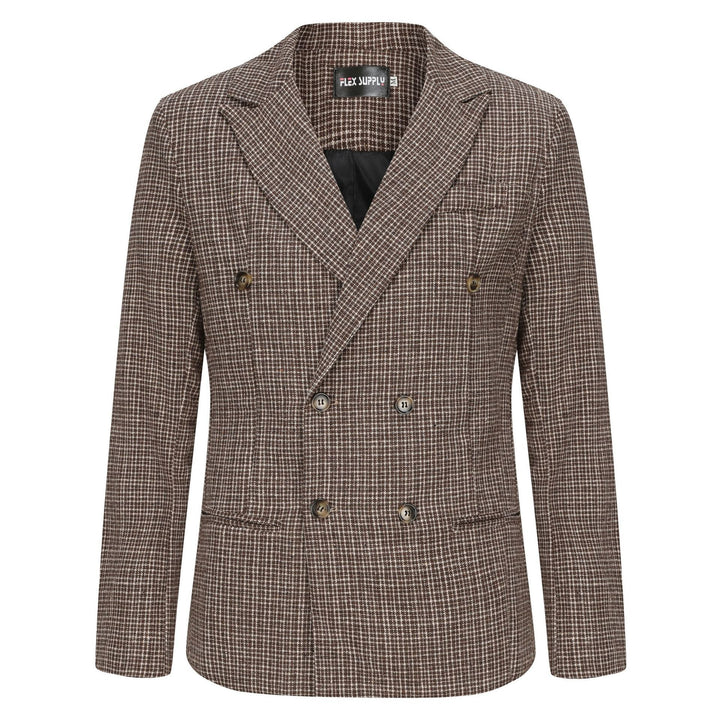 Herren eleganter Doppeltbreasted Blazer im modernen Karodessin Echoarchiv