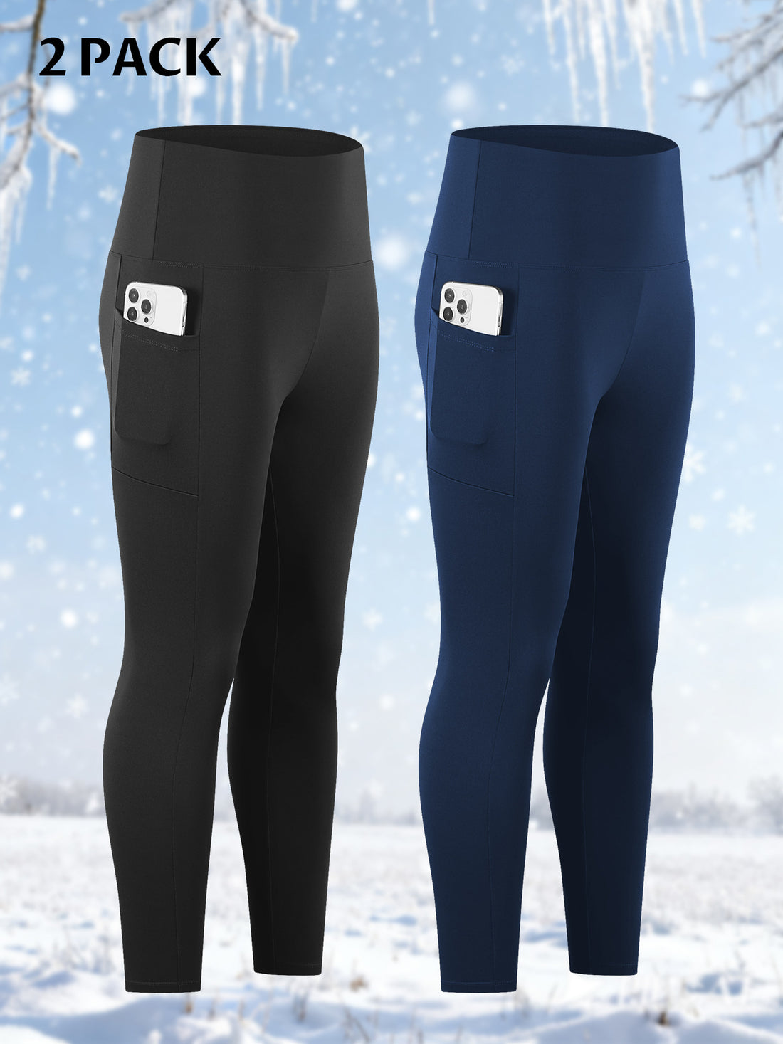 Damen Knöchelhohe Sportleggings mit hohem Bund und seitlicher Smartphone-Tasche – Avélisse