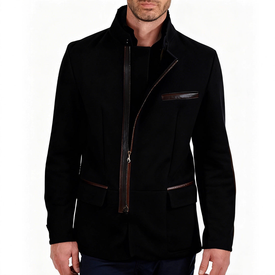 Herren nan elegante Wildlederjacke mit Stehkragen und verdecktem Reißverschluss Echo Archiv