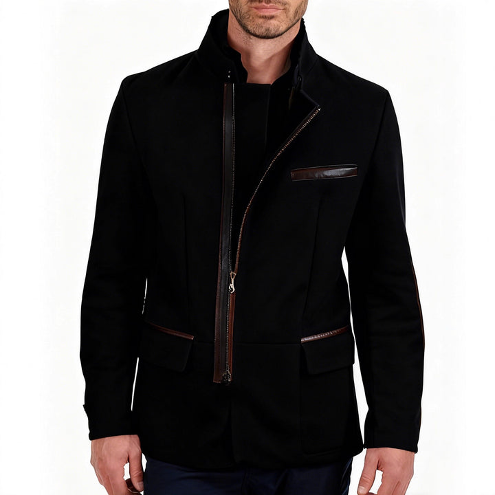 Herren nan elegante Wildlederjacke mit Stehkragen und verdecktem Reißverschluss Echo Archiv