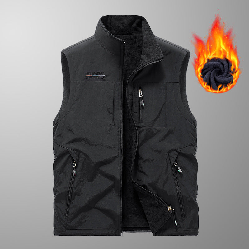 Herren gep adds thermalweste mit Fleece-Futter, winddichte Außenseite und mehreren mit Reißverschluss versehenen Taschen – Marzano