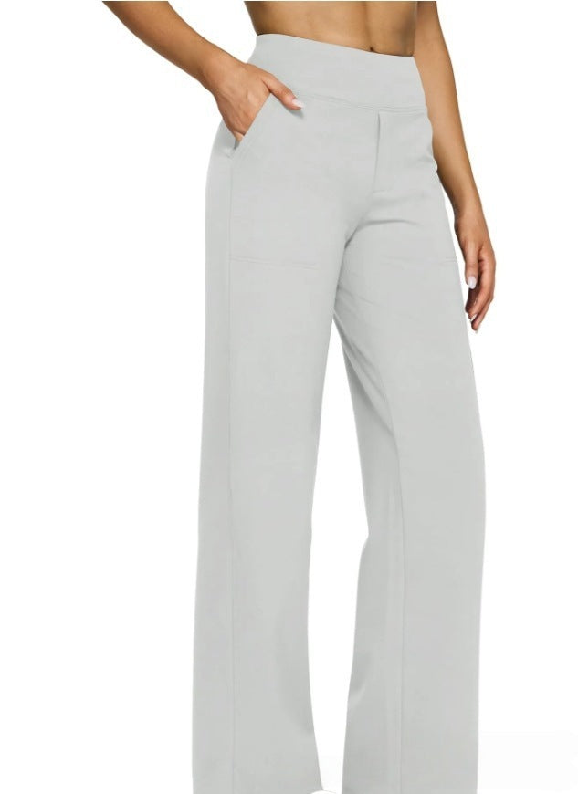 Damen Palazzo Yoga-Hosen mit hohem Bund, weitem Bein und Seitentaschen – Avélisse