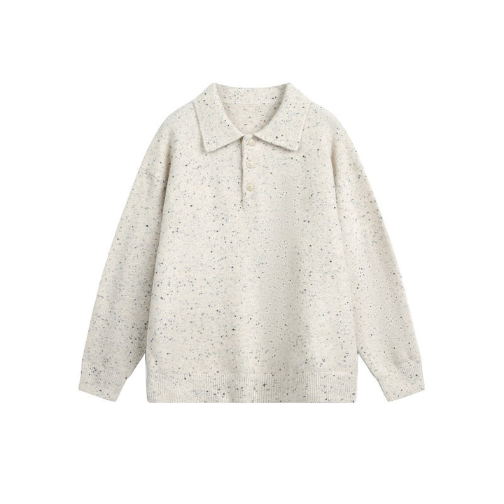 Damen Oversize-Polo-Pullover aus Mélange-Feinstrick mit Polokragen und Knopfleiste Echoarchiv