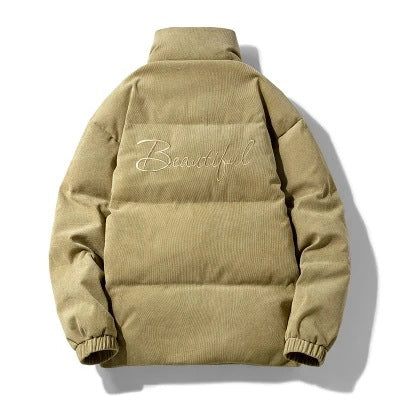 Herren Wattierte Steppjacke mit Stehkragen und Cordoptik Echoarchiv