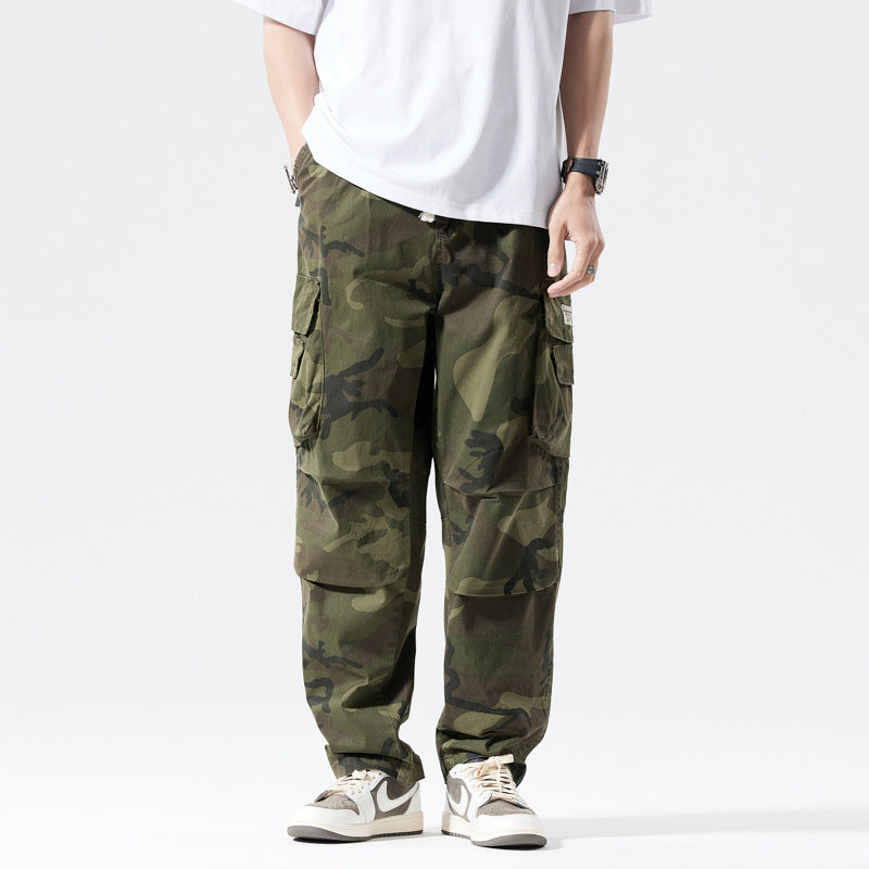 Herren Locker geschnittene Mehrfach-Taschen Cargohose mit Kordelzug und Camouflage-Muster Echo Archiv