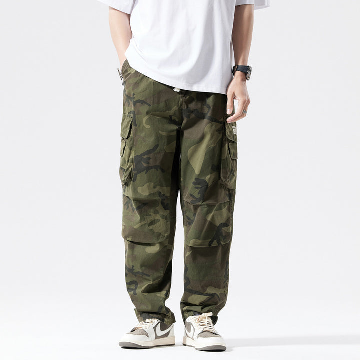 Herren Locker geschnittene Mehrfach-Taschen Cargohose mit Kordelzug und Camouflage-Muster Echo Archiv
