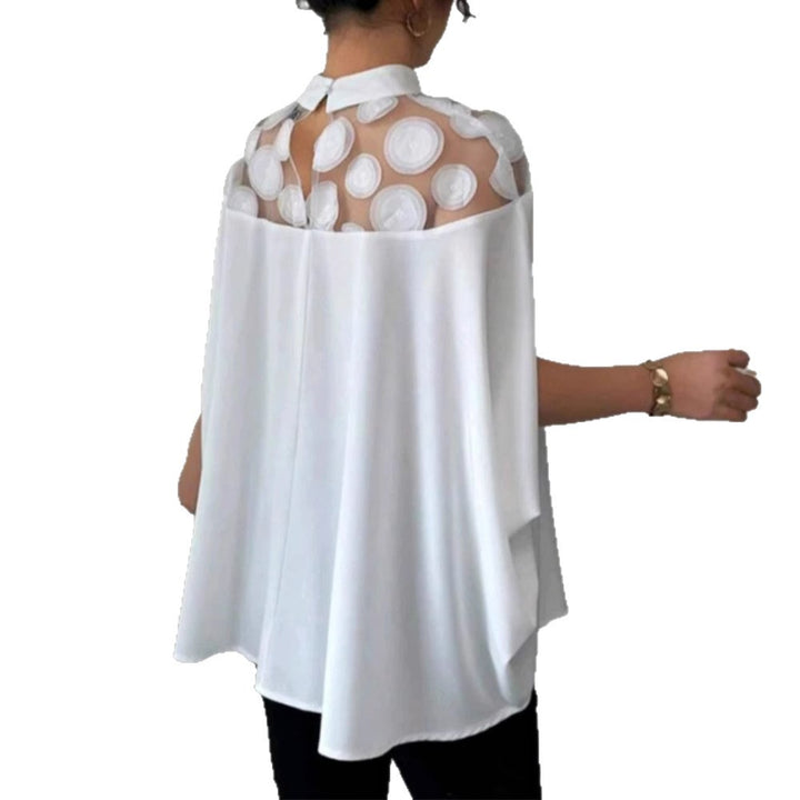 Damen nan weit geschnittene Bluse mit transparentem Rundapplikationseinsatz und Capeärmeln Echo Archiv
