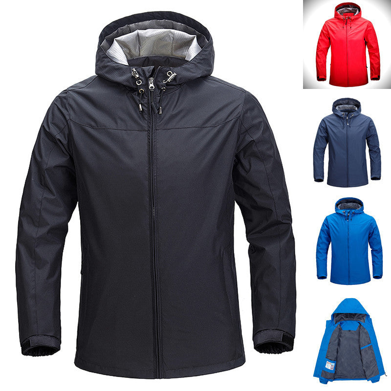 Herren leichte atmungsaktive Regen‑Softshelljacke mit verstellbarer Kapuze und verschweißten Nähten – Taviero
