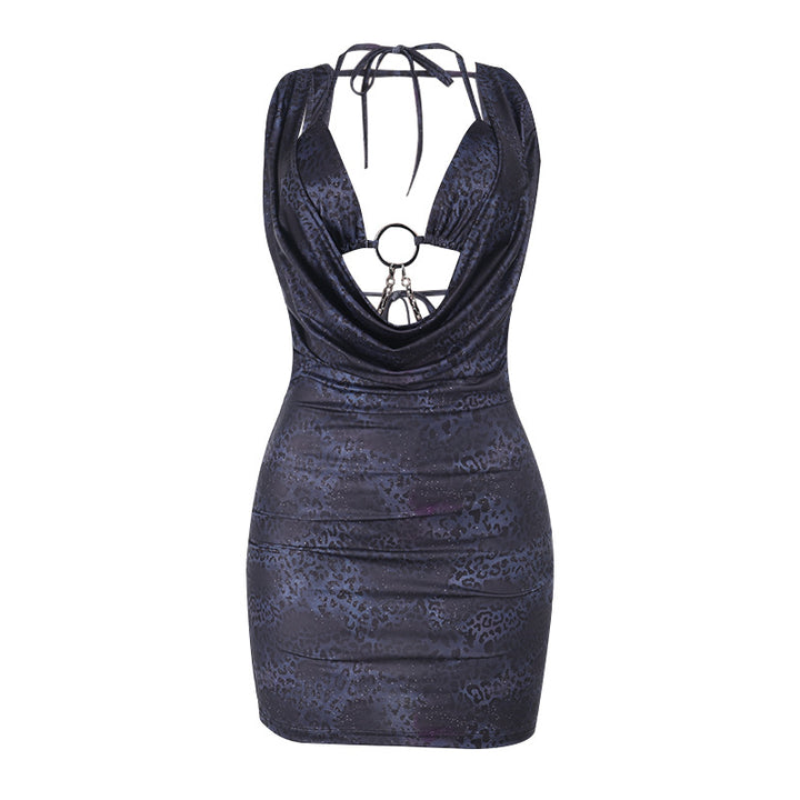 Damen figurbetontes Minikleid mit verführerischem Ausschnitt und glänzender Textur Echo Archiv