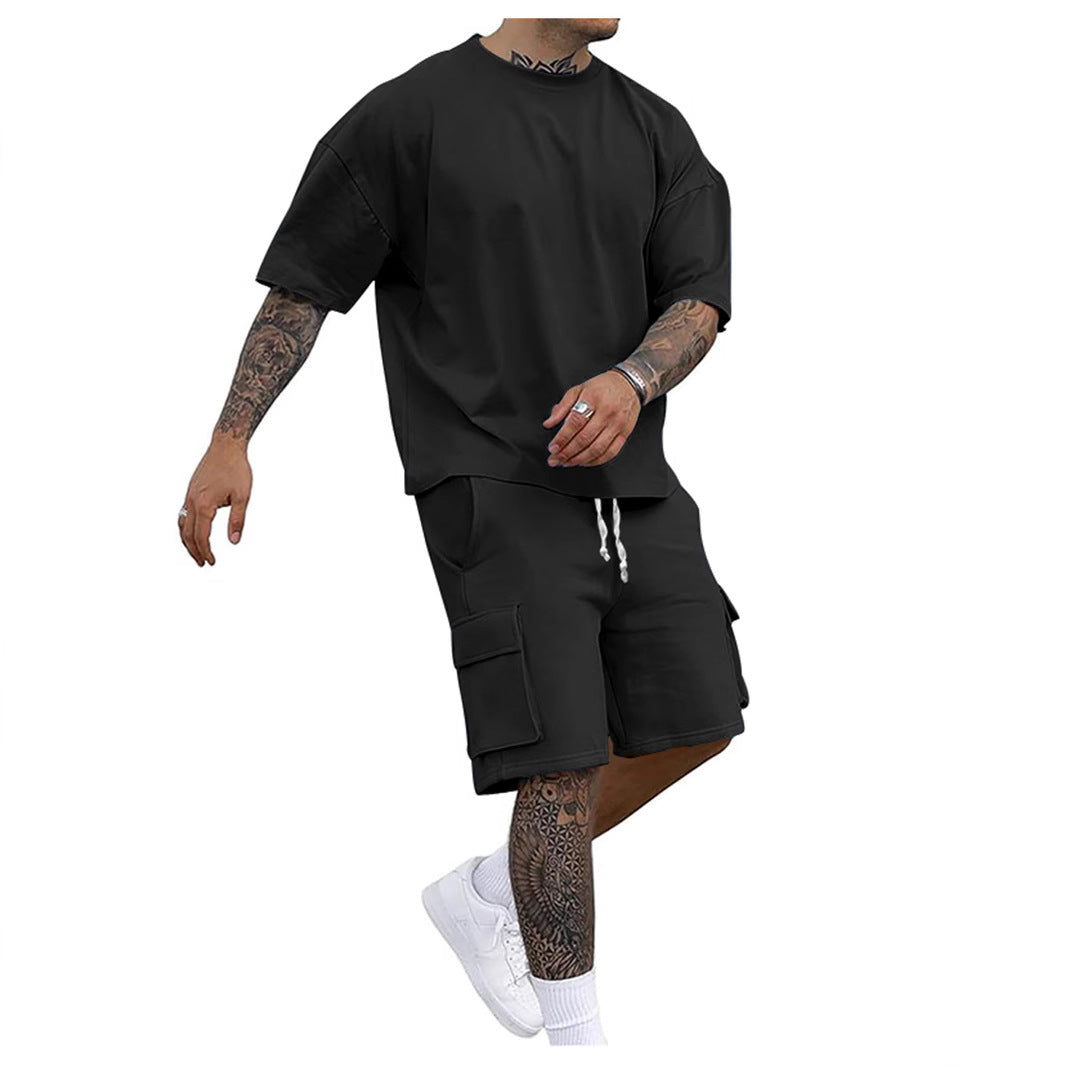 Herren lässiges Sweatshirt- und Shorts-Set Echoarchiv