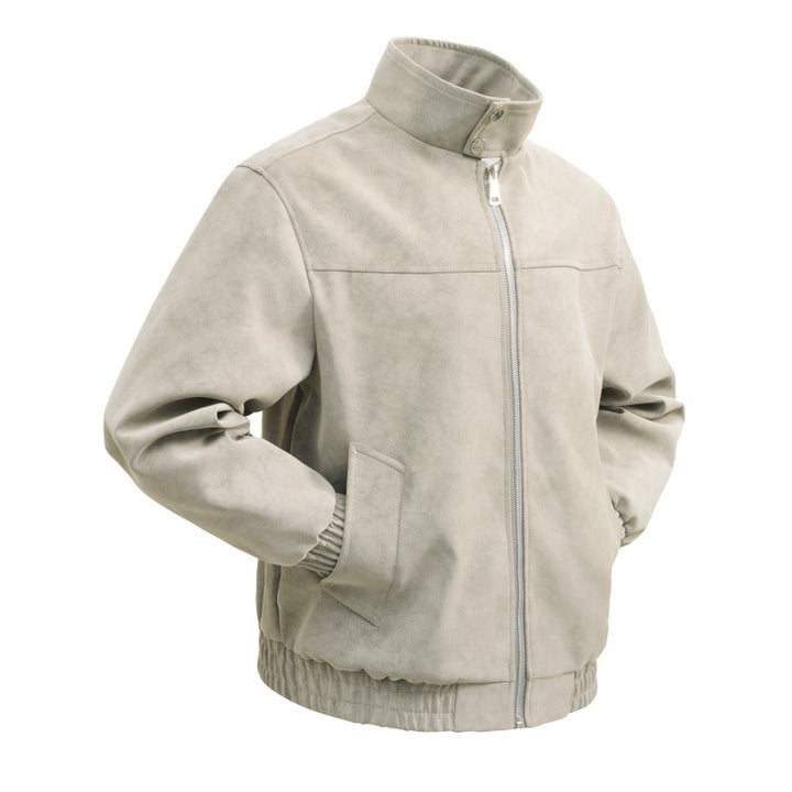 Herren kurz Velours-Imitationsblouson mit hohem Stehkragen, Metallreißverschluss und elastischem Saum – Taviero