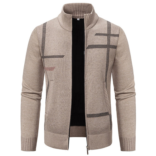 Herren Strickjacke mit graphischen Mustern und hohem Kragen Echoarchiv