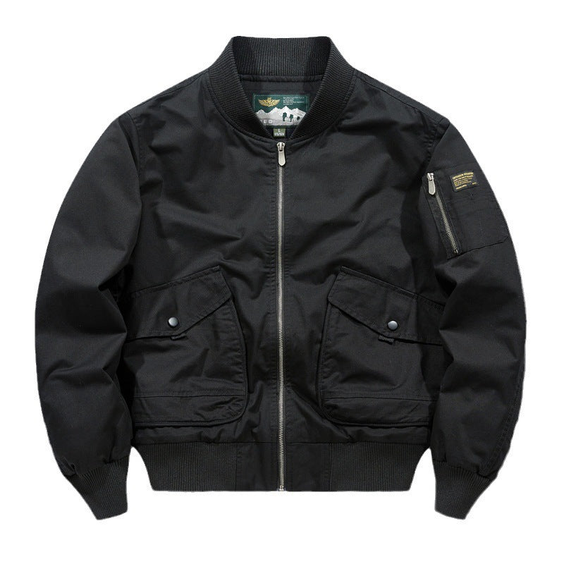 Herren Kurzschnitt Utility-Bomberjacke mit Cargo-Pattentaschen und Ärmelfach – Brevano