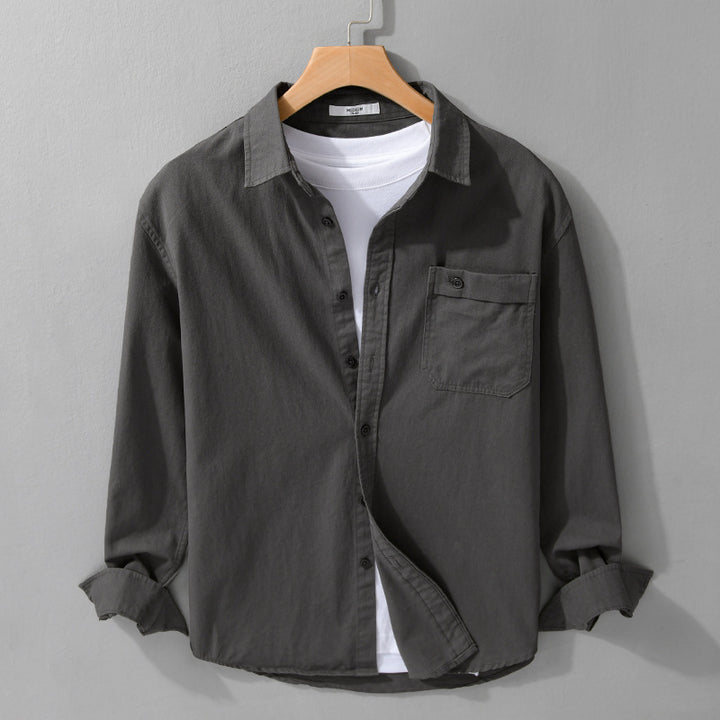 Herren Casual-Layering Hemdjacke aus leichtem Baumwoll-Twill mit aufgesetzter Brusttasche Echoarchiv