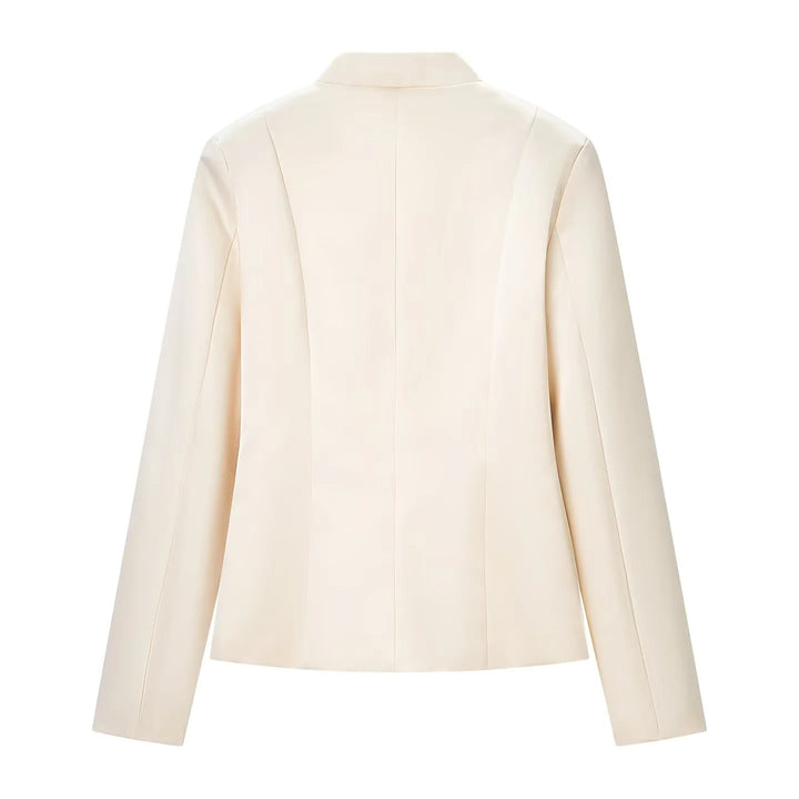 Damen taillierte Stehkragenjacke mit dekorativen Zierknotenknöpfen – Célinea