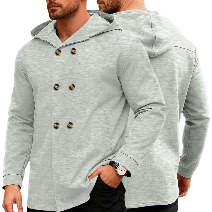 Herren Kapuzensweater mit doppelter Knopfverschluss und seitlichen Taschen Echoarchiv