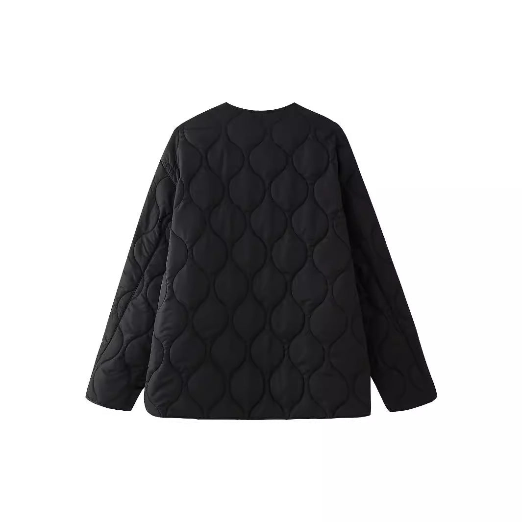 Damen geometrisch gesteppte Oversize-Linerjacke ohne Kragen Echo Archiv