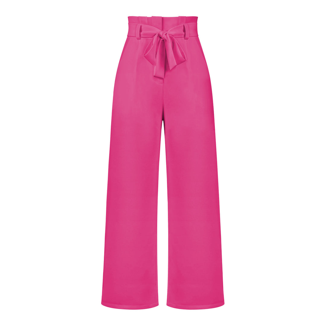 Damen hochtaillierte Paperbag-Hose mit weitem Bein und Taillengürtel – Avérine