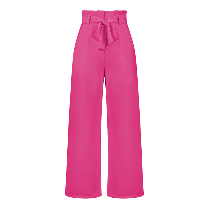 Damen hochtaillierte Paperbag-Hose mit weitem Bein und Taillengürtel – Avérine