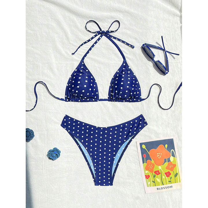 Damen Triangel-Bikini mit hohem Beinausschnitt und elastischen Bindebändern Echo Archiv