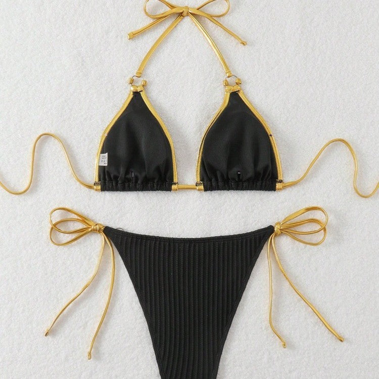 Damen Bikini-Set mit glänzenden Akzenten und verstellbaren Bindebändern Echo Archiv