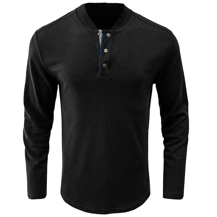 Herren Langarmshirt mit Knopfleiste im strukturierten Design Echoarchiv