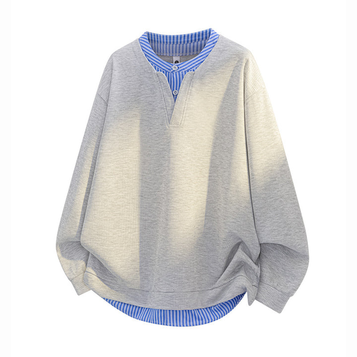 Herren Oversize-Struktur-Sweatshirt mit Hemd-Layer-Effekt Echoarchiv