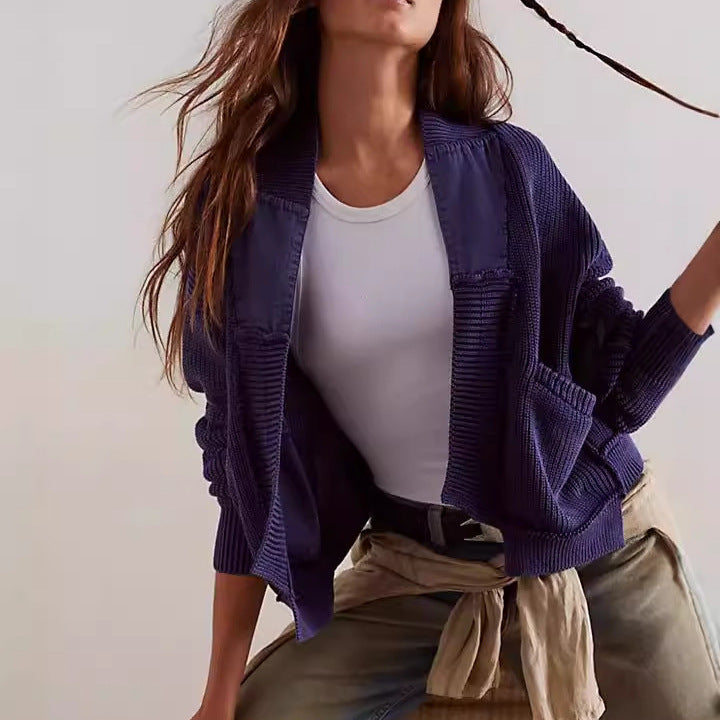 Damen Modische Strickjacke mit großen Taschen – Célinea